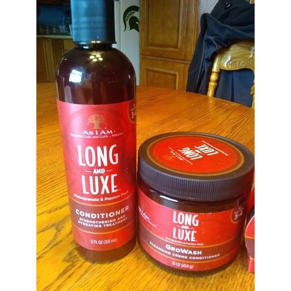 As I Am Long & Luxe Pom/Passion Frt GroEdges 4oz, growash 16oz, conditioner 12oz - Picture 2 of 11